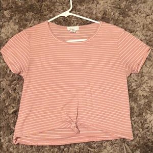 Pink striped crew neck